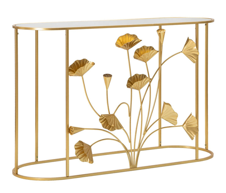 Gold Metall Konsolentisch Blumendesign Flow Akzenttisch