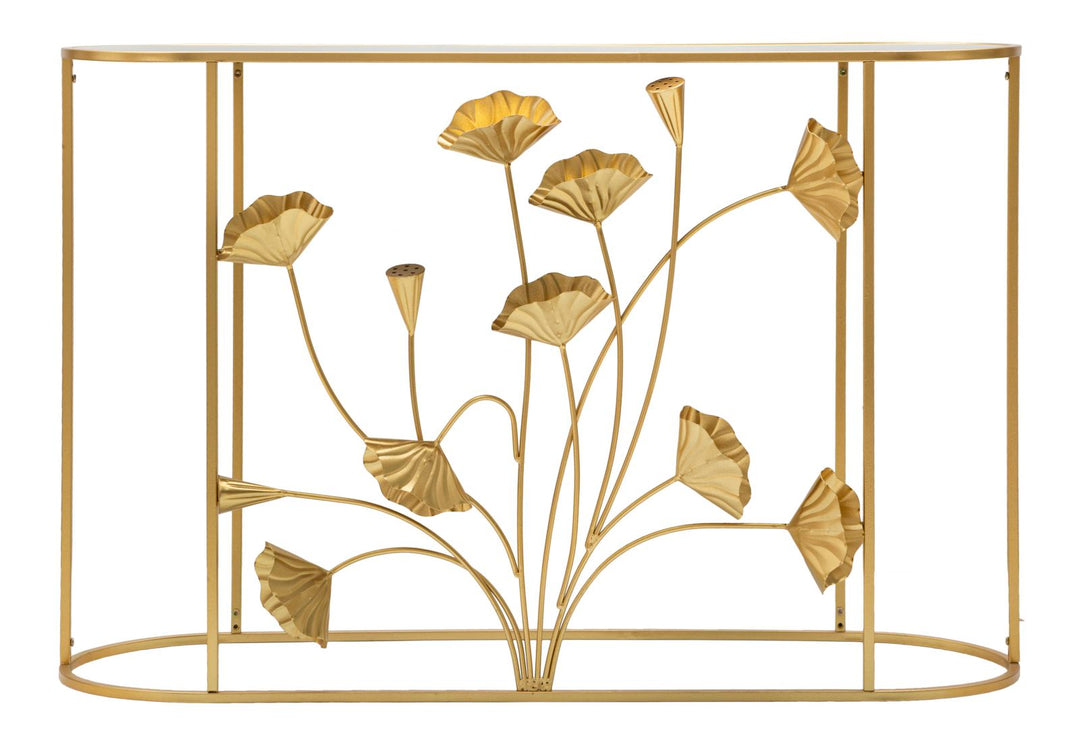 Gold Metall Konsolentisch Blumendesign Flow Akzenttisch
