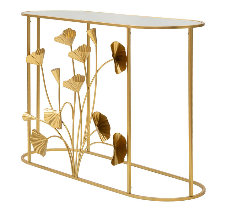 Gold Metall Konsolentisch Blumendesign Flow Akzenttisch