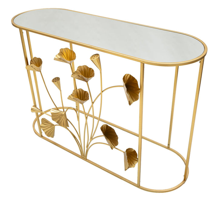 Gold Metall Konsolentisch Blumendesign Flow Akzenttisch