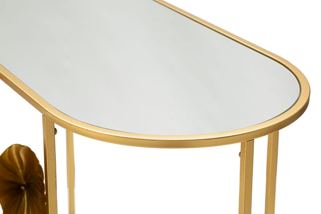 Gold Metall Konsolentisch Blumendesign Flow Akzenttisch