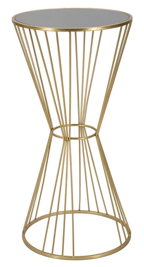 Kleiner runder Tisch aus goldfarbenem Metall und Glas