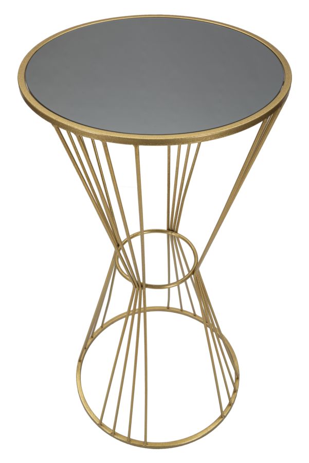 Kleiner runder Tisch aus goldfarbenem Metall und Glas