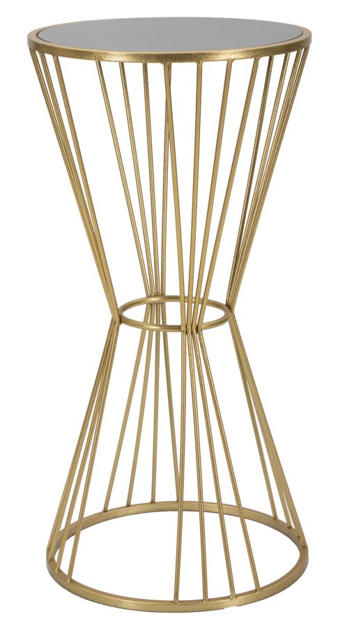 Kleiner runder Tisch aus goldfarbenem Metall und Glas
