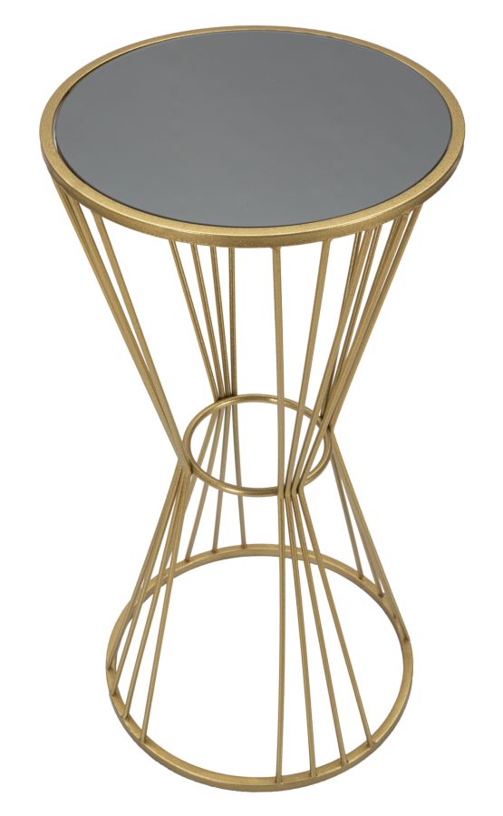 Kleiner runder Tisch aus goldfarbenem Metall und Glas