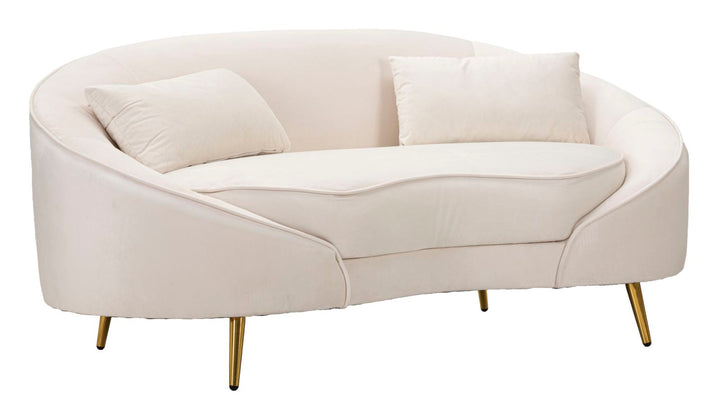 Creme 2 Sitzer Samt Sofa Mit Kissen Oslo Couch