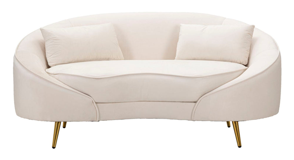 Creme 2 Sitzer Samt Sofa Mit Kissen Oslo Couch