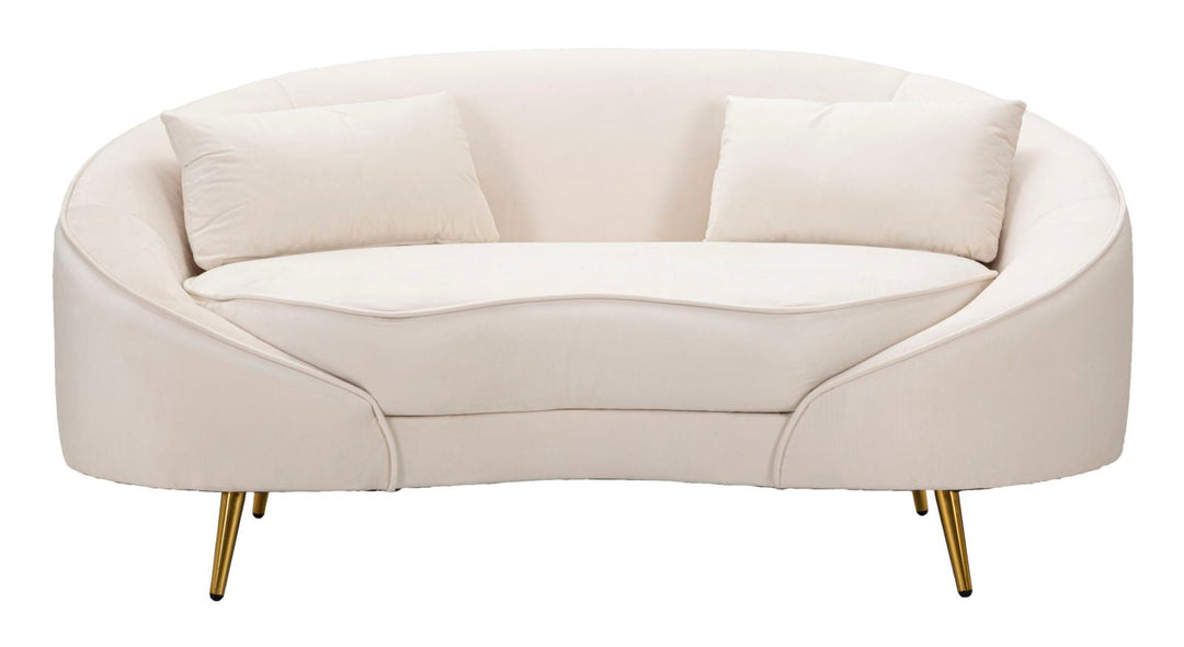 Creme 2 Sitzer Samt Sofa Mit Kissen Oslo Couch