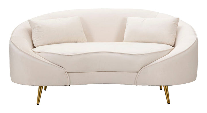 Creme 2 Sitzer Samt Sofa Mit Kissen Oslo Couch