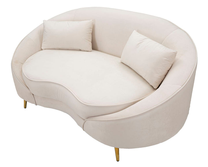 Creme 2 Sitzer Samt Sofa Mit Kissen Oslo Couch