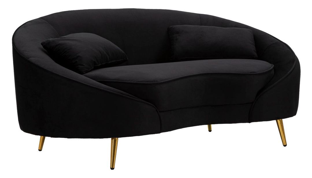 Schwarz 2 Sitzer Samt Sofa Mit Kissen Oslo Couch
