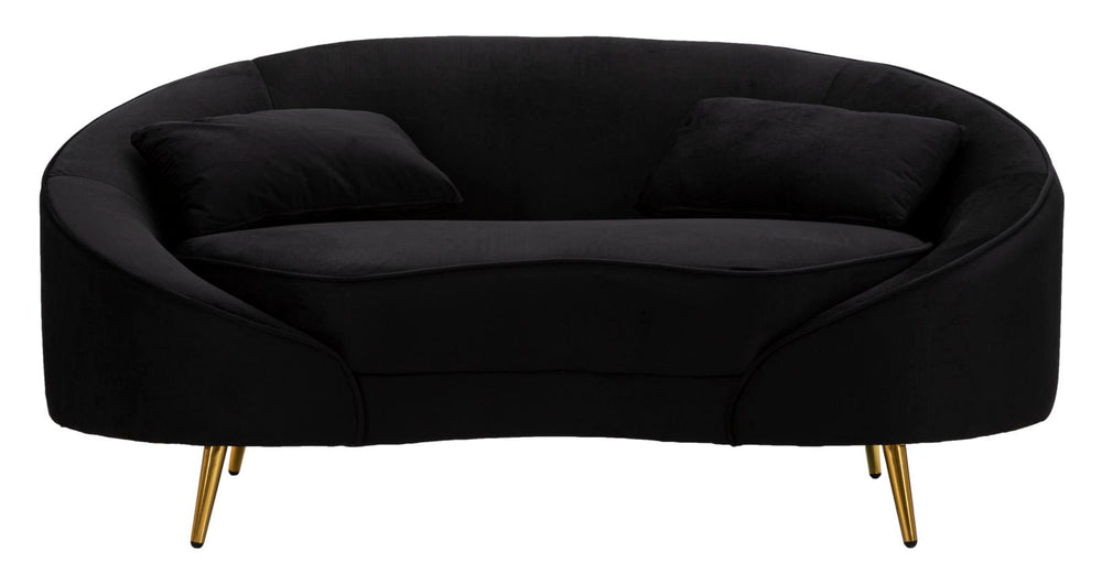 Schwarz 2 Sitzer Samt Sofa Mit Kissen Oslo Couch