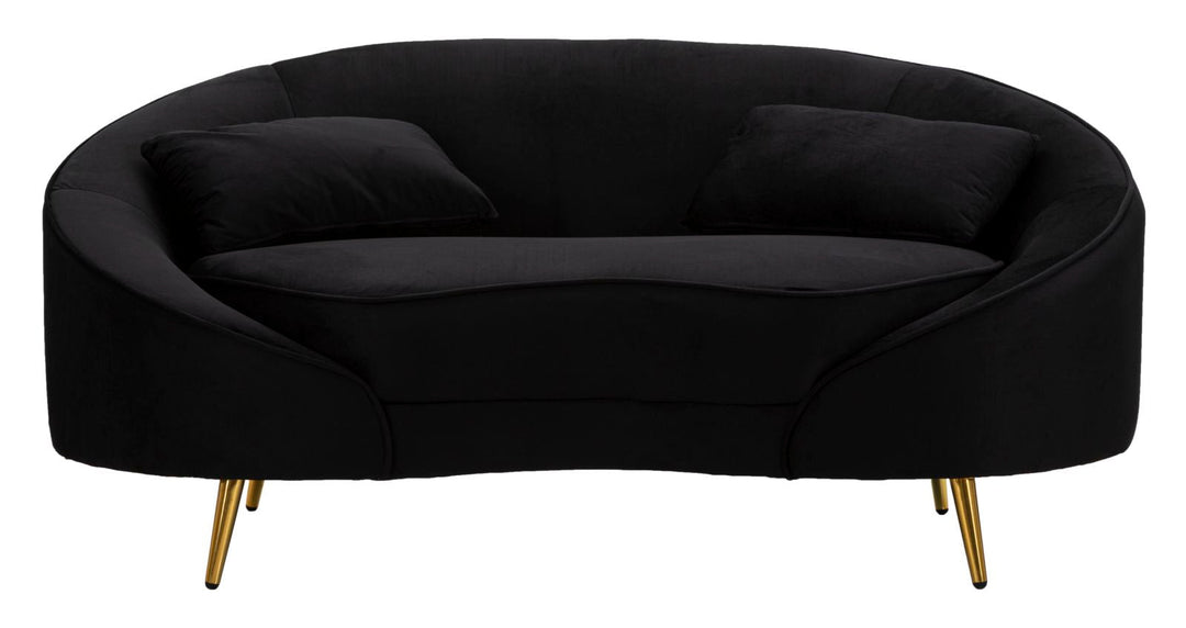 Schwarz 2 Sitzer Samt Sofa Mit Kissen Oslo Couch