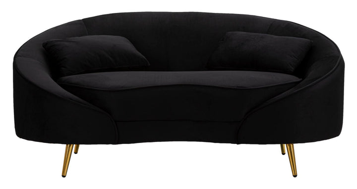 Schwarz 2 Sitzer Samt Sofa Mit Kissen Oslo Couch