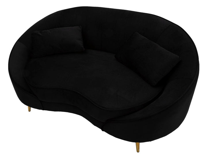 Schwarz 2 Sitzer Samt Sofa Mit Kissen Oslo Couch