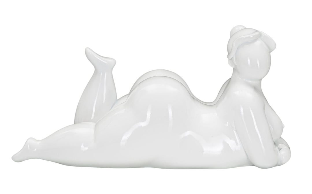 Weiße liegende gekippte weibliche Statue (Moderne Dekoration)