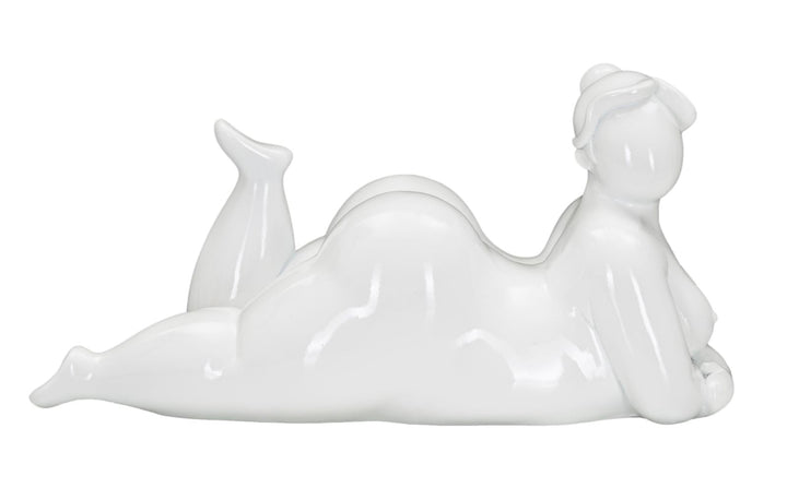 Weiße liegende gekippte weibliche Statue (Moderne Dekoration)