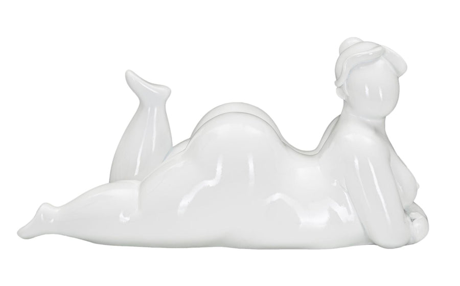 Weiße liegende gekippte weibliche Statue (Moderne Dekoration)