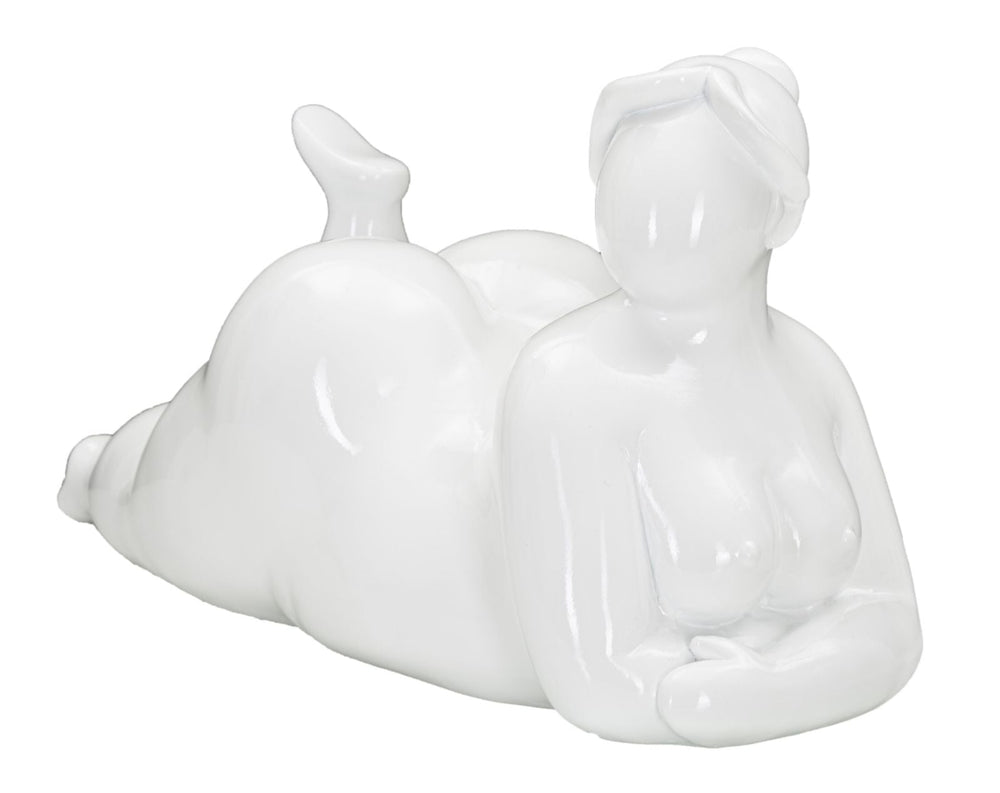Weiße liegende gekippte weibliche Statue (Moderne Dekoration)