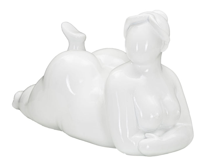 Weiße liegende gekippte weibliche Statue (Moderne Dekoration)