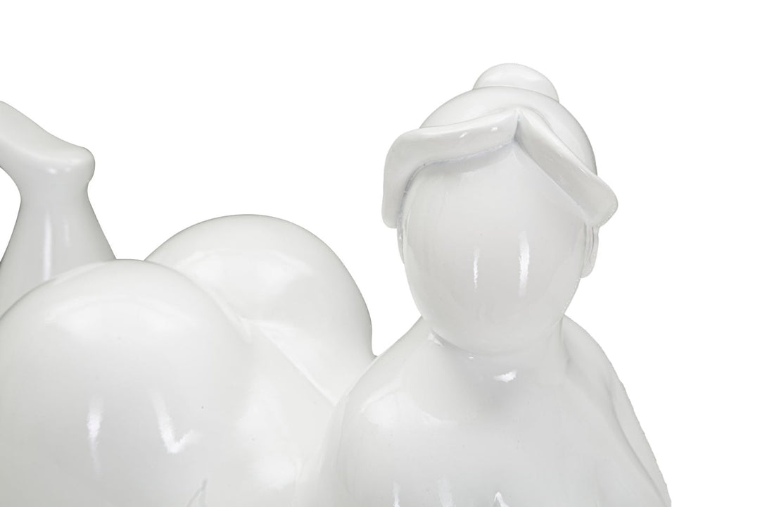 Weiße liegende gekippte weibliche Statue (Moderne Dekoration)