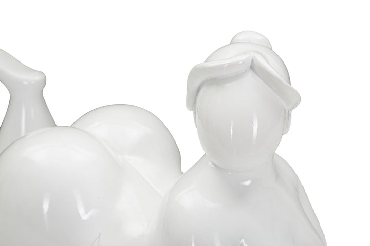 Weiße liegende gekippte weibliche Statue (Moderne Dekoration)