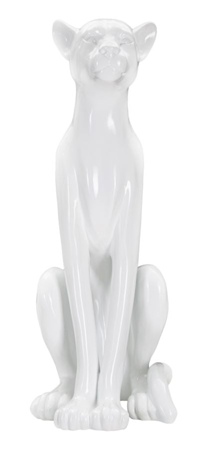 Weißer sitzender Panther Statue (Moderne Dekoration)
