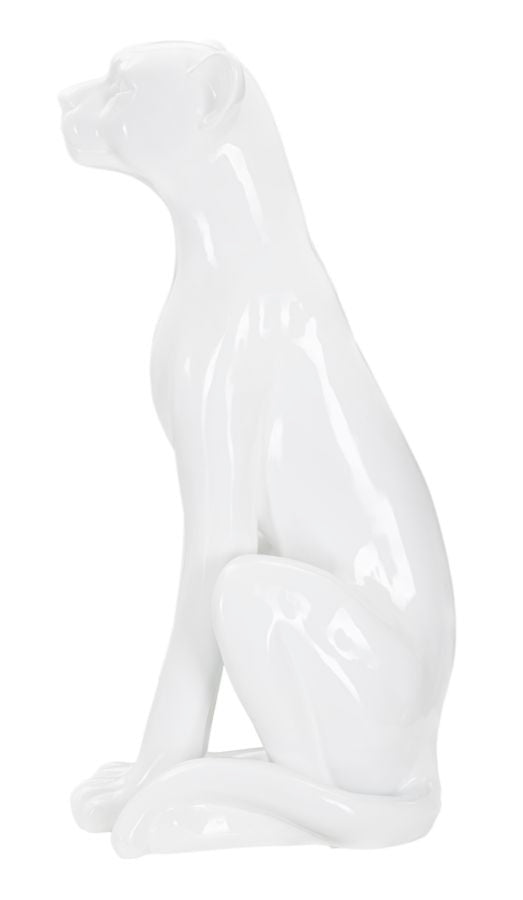 Weißer sitzender Panther Statue (Moderne Dekoration)