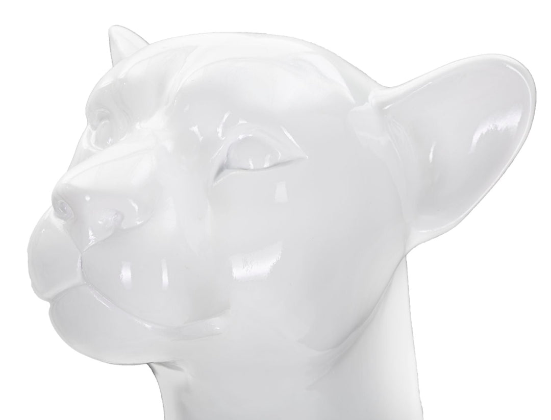 Weißer sitzender Panther Statue (Moderne Dekoration)