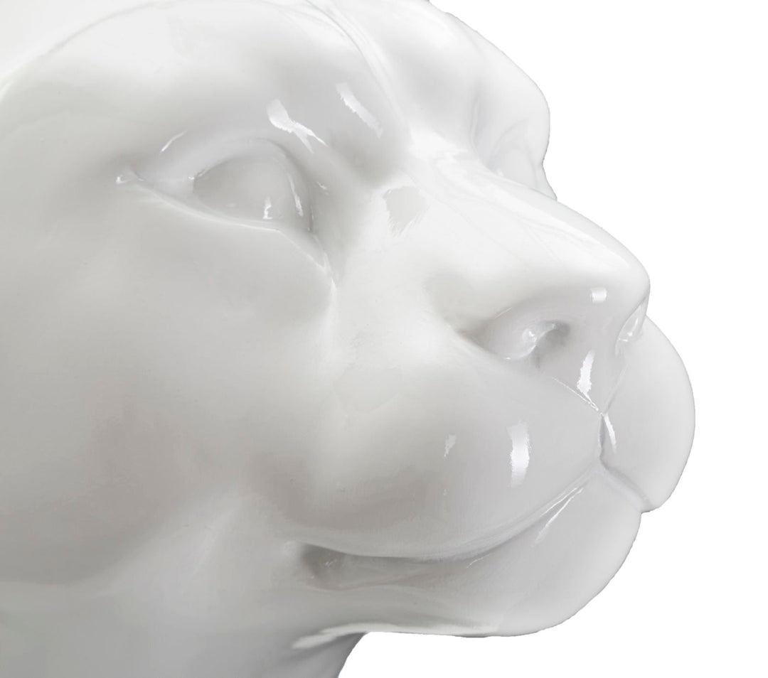 Weißer sitzender Panther Statue (Moderne Dekoration)