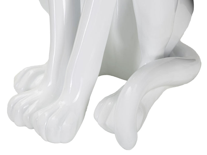 Weißer sitzender Panther Statue (Moderne Dekoration)