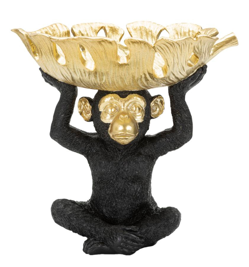 Schwarz & Gold Affe Statue (Moderne Dekoration - Lagerung)