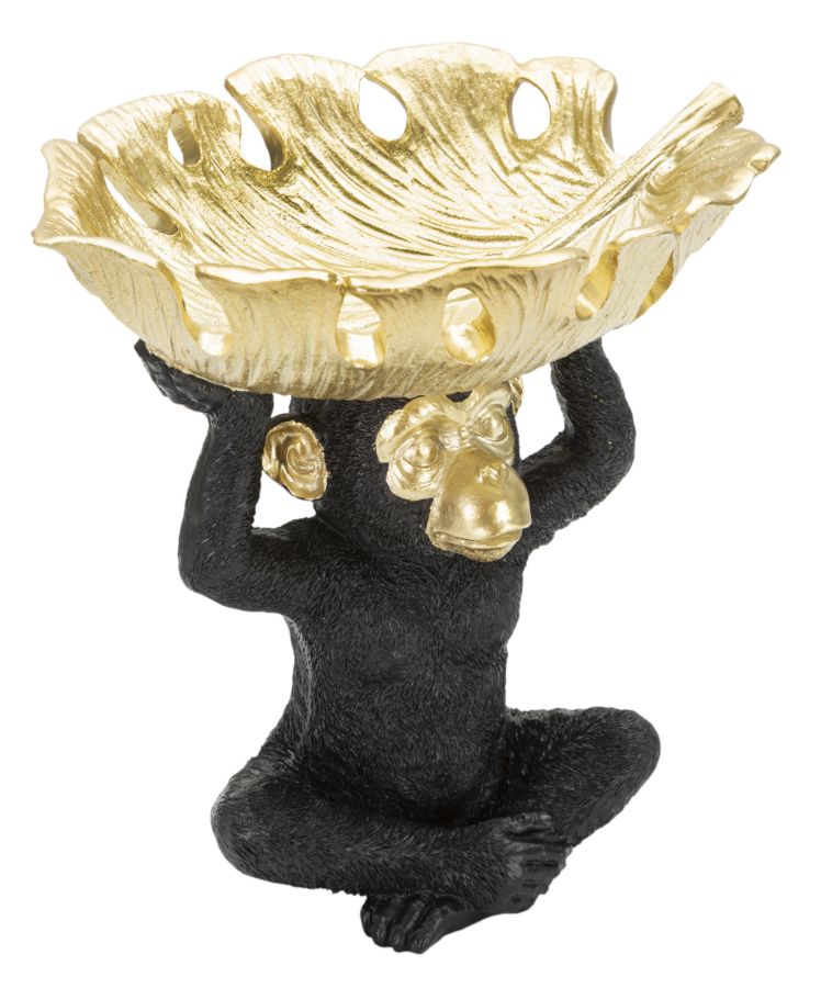 Schwarz & Gold Affe Statue (Moderne Dekoration - Lagerung)