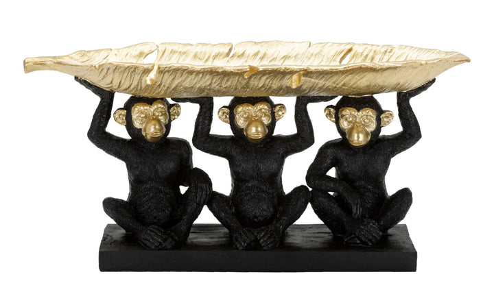 Schwarz & Gold Dreifacher Affe Statue (Moderne Dekoration - Aufbewahrung)