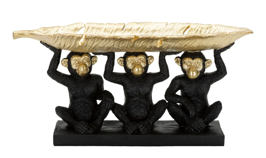 Schwarz & Gold Dreifacher Affe Statue (Moderne Dekoration - Aufbewahrung)