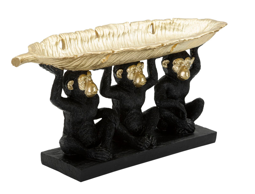Schwarz & Gold Dreifacher Affe Statue (Moderne Dekoration - Aufbewahrung)