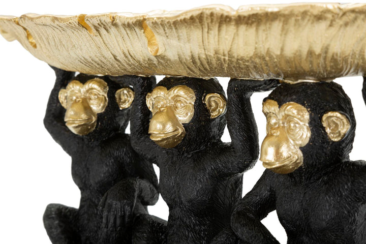 Schwarz & Gold Dreifacher Affe Statue (Moderne Dekoration - Aufbewahrung)