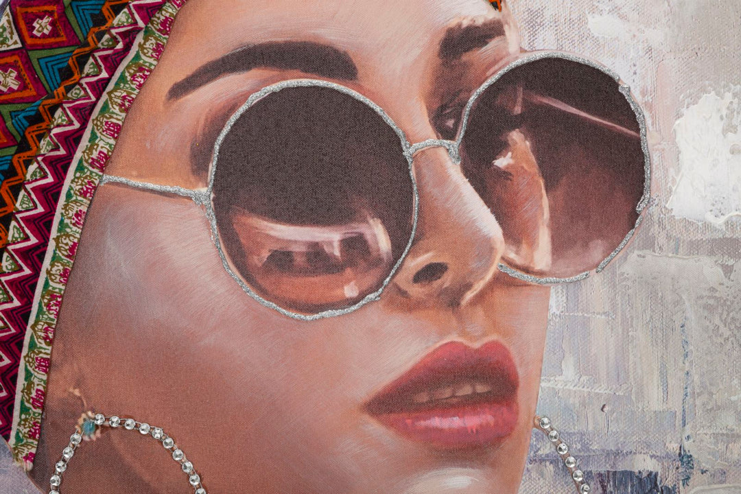Frau mit Kopftuch und Sonnenbrille Modernes Gemälde