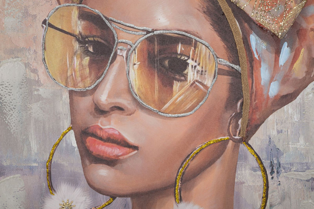 Frau mit Kopftuch und Sonnenbrille Modernes Gemälde