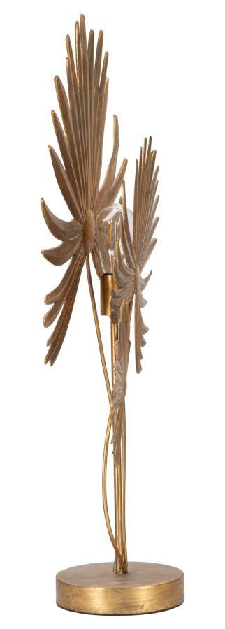 Tropische Blatt-Tischlampe aus Goldmetall