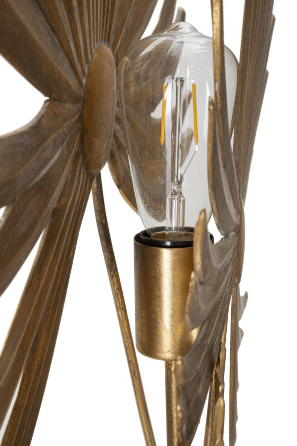 Tropische Blatt-Tischlampe aus Goldmetall