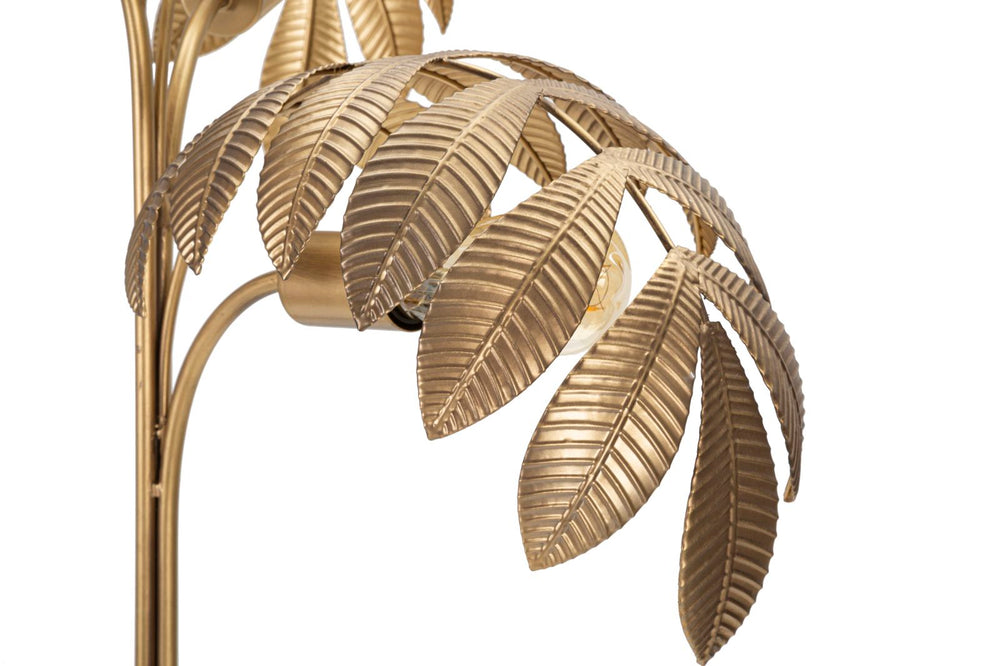 Goldene Tropical Leaf Tischlampe aus Metall mit 3 Lichtern