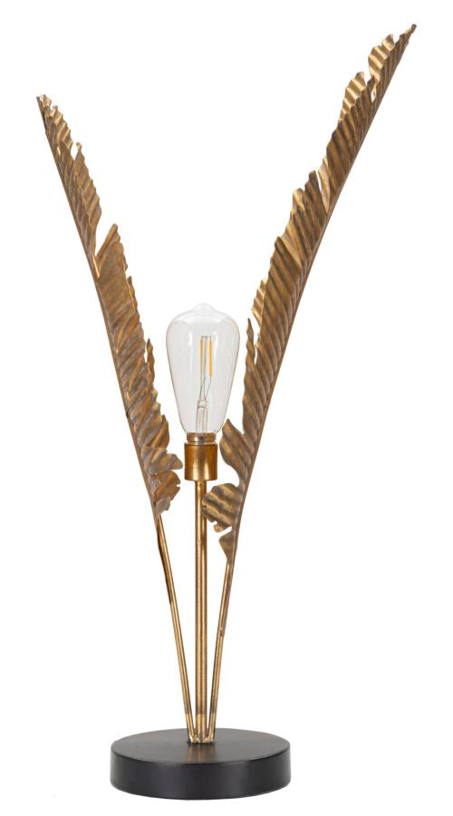 Goldene Palmenblatt-Tischlampe aus Metall
