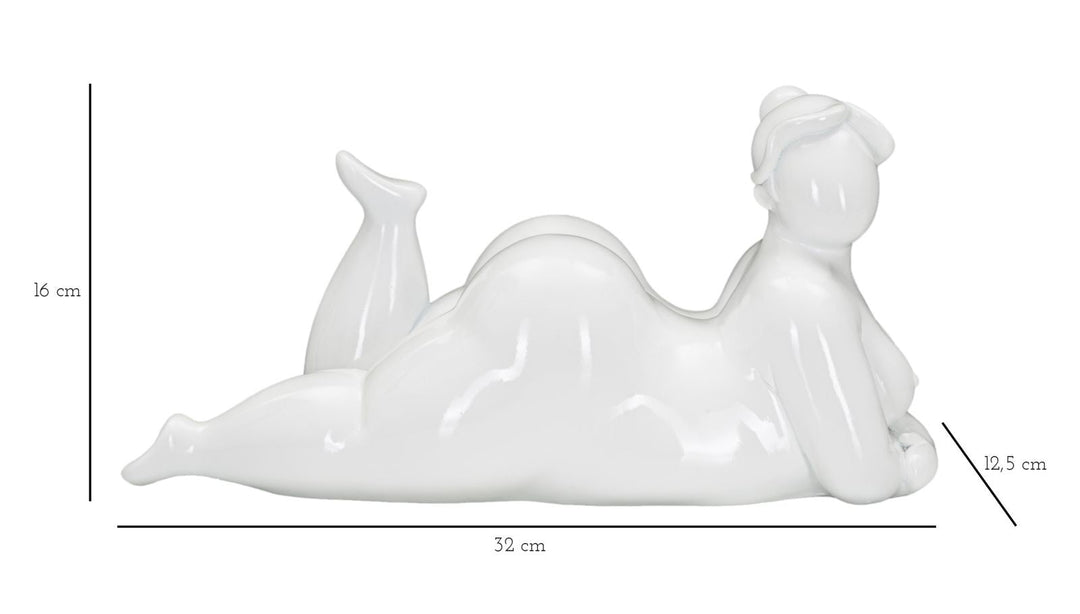 Weiße liegende gekippte weibliche Statue (Moderne Dekoration)