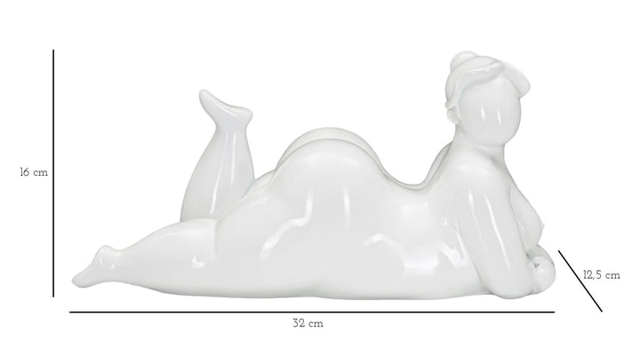 Weiße liegende gekippte weibliche Statue (Moderne Dekoration)