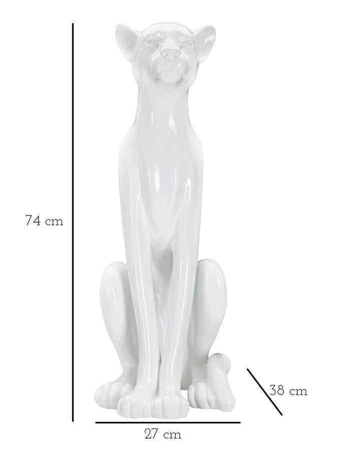 Weißer sitzender Panther Statue (Moderne Dekoration)