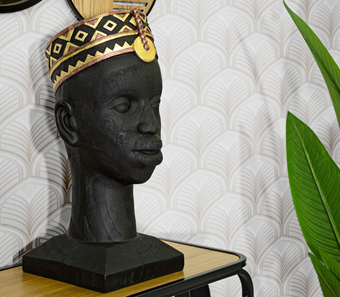 Afrikanische Männliche Büste Statue (Moderne Dekoration)