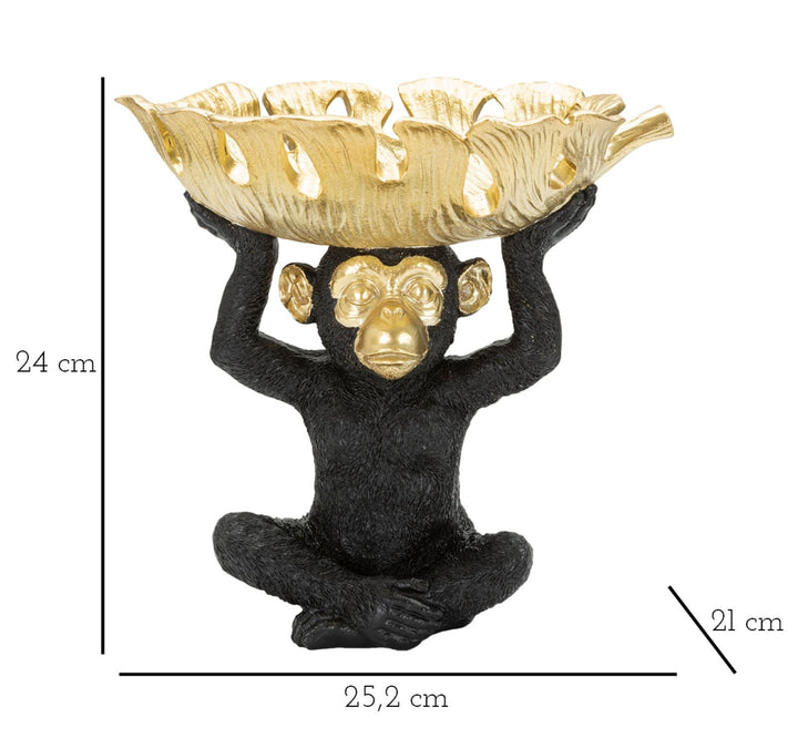 Schwarz & Gold Affe Statue (Moderne Dekoration - Lagerung)