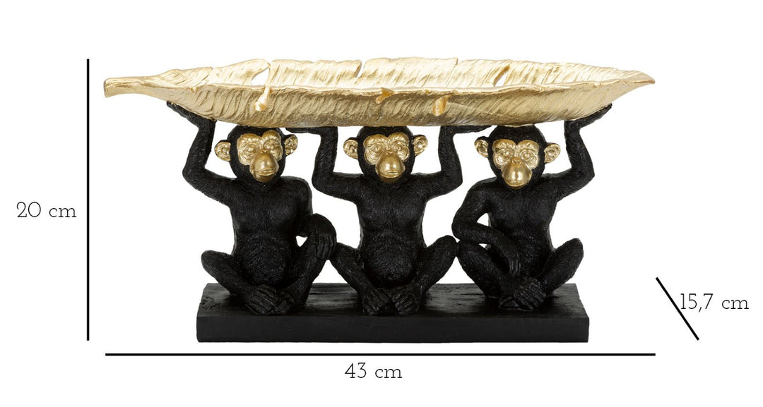 Schwarz & Gold Dreifacher Affe Statue (Moderne Dekoration - Aufbewahrung)
