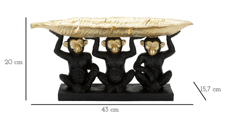 Schwarz & Gold Dreifacher Affe Statue (Moderne Dekoration - Aufbewahrung)